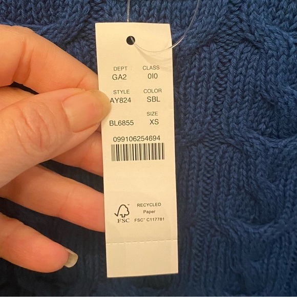 NWT~J. CREW Women Blue Cable Knit Sweater Size XS - Picture 7 of 9